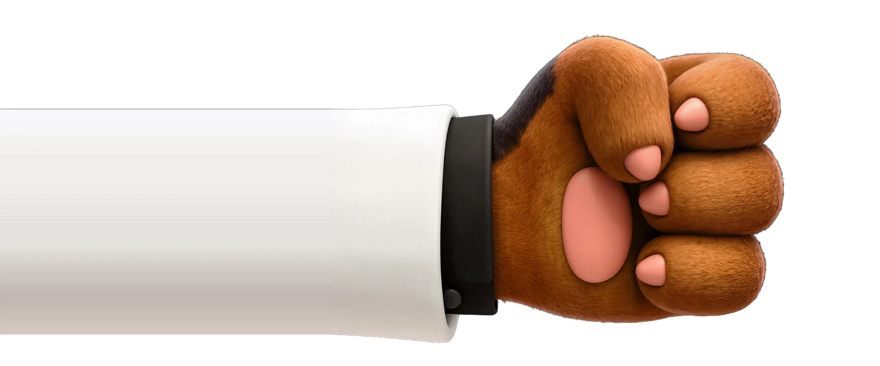 Frank's paw extended for a fist bump